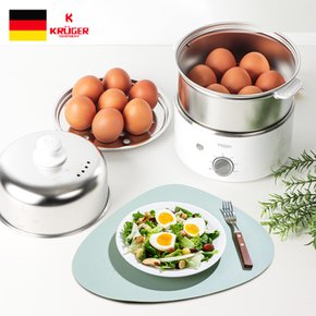 크루거 다용도 2단 계란찜기 대용량 스팀 찜기 KR-EGD2145 화이트
