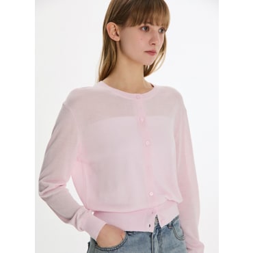 시스티나 [25 S/S] 시스루 라운드넥 가디건