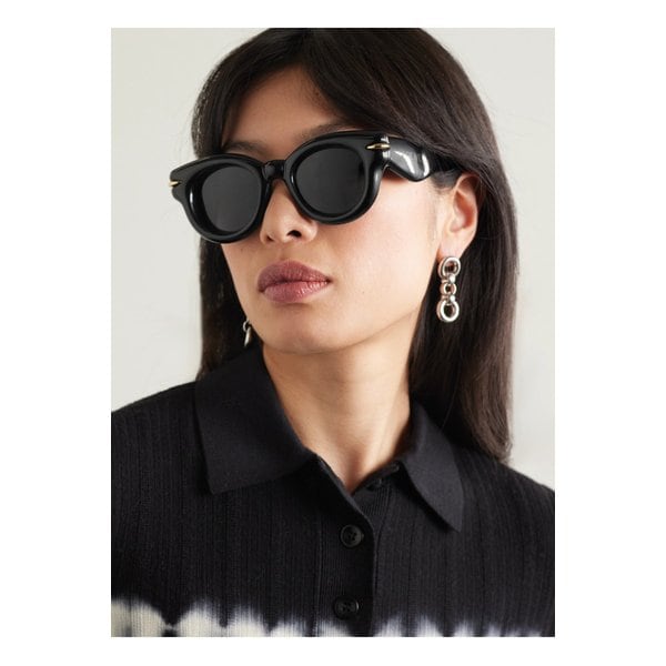 인플레이티드 골드톤 장식 캣아이 아세테이트 선글라스 블랙 1647597336779891