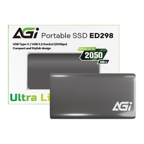 AGI SSD 2TB USB3.2 Gen2x2 2050MBS 타입-C PS5PS4WinMac ED298 SSD 외부 최대 읽기 속도 케이블