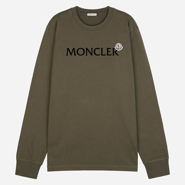 [시흥점] [몽클레어]6S 8D00009 89AYY 823 남성 로고 패치 긴팔 티셔츠 올리브 그린