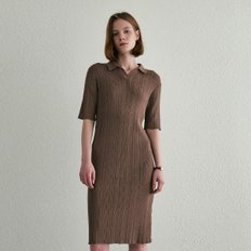 Collar golgi midi dress - brown