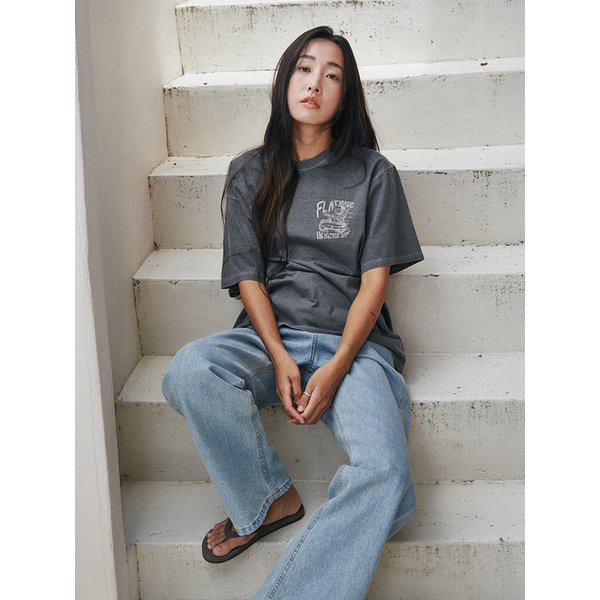 Skuv Dyed Print T-Shirts Charcoal