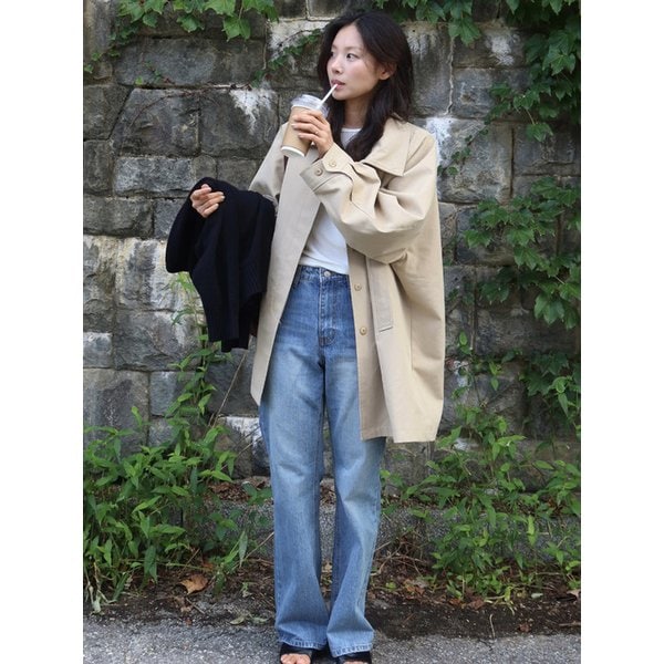 SIJN6099 90s 부츠 컷 페이드 데님_Medium blue