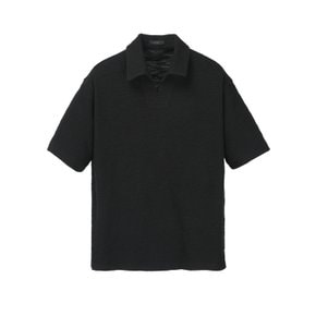 [24SS] 블랙 텍스쳐 오픈카라 반팔 티셔츠 JNTS4B111BK