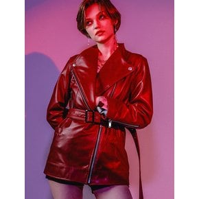 [PARIS limited edition] LAMBSKIN WIDE BELTED JACKET -wine