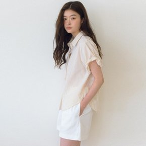 Strip roll-up Shirt - Cream