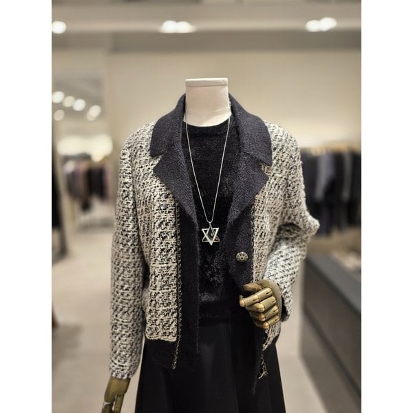 [파주점] 컬러 블록 칼라 트위드 자켓 JPBA0JK082