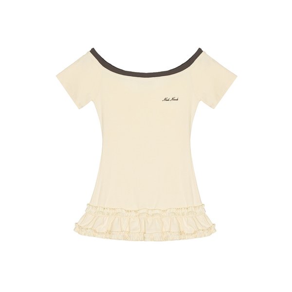 OFF-SHOULDER FRILL HALF TOP_CREAM