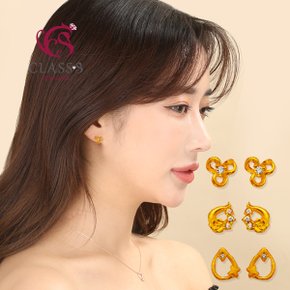 순금24K 미니큐빅귀걸이4_ 1.43g~1.44g