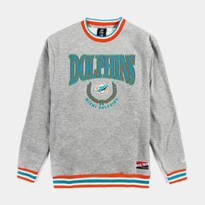 마이애미 Dolphins 스로우백 크루 맨즈 라이프 셔츠 티 - 그레이/Teal 60335574