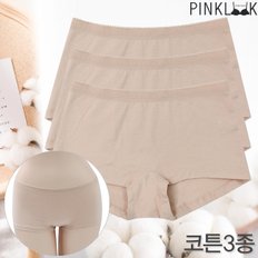 90~105 순면팬티 위생팬티 드로즈 사각여성팬티3P/베이지