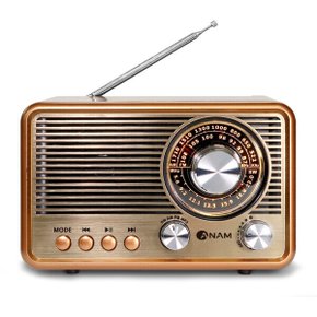 에디토 레트로 아날로그 블루투스 FM 효도라디오 골드 스피커 휴대용 어르신 트로트 캠핑 mp3 R50