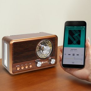 에디토 레트로 아날로그 블루투스 FM 효도라디오 골드 스피커 휴대용 어르신 트로트 캠핑 mp3 R50