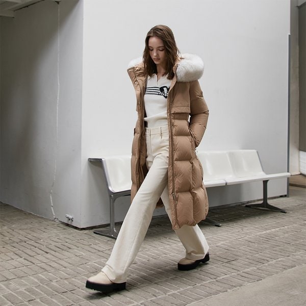 [시흥점] 여성 버클 포인트 사가퍼 구스 롱다운점퍼 (ER4TD505)