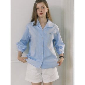 Collar Stripe Cotton Shirt - Skyblue Stripe