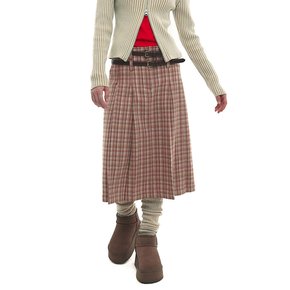 Wool Check Skirt - Peach