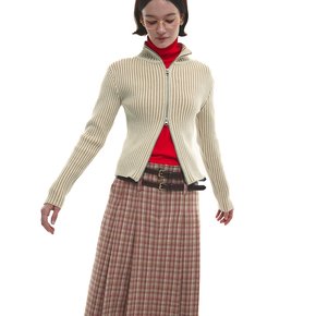 Wool Check Skirt - Peach