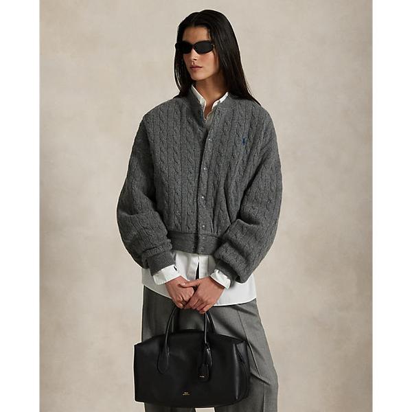 여성 케이블 니트 울 캐시미어 보머 재킷(WMPOOTWN2820373020)