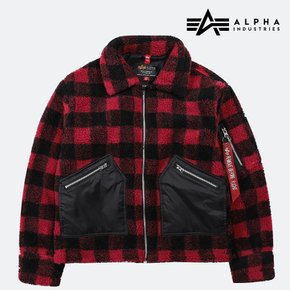 [공식] 알파인더스트리 우먼스 후리스 크롭 자켓 Red Plaid