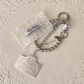 LACE LABEL CHAIN KEYRING SILVER