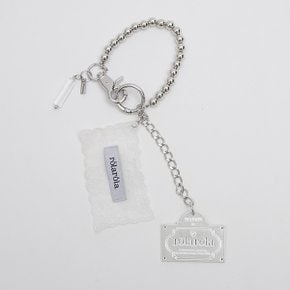 LACE LABEL CHAIN KEYRING SILVER