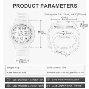 PINDOWS 50m LED  여성용 시계, 디지털 스포츠 시계, 방수, 큰 다이얼, 백라이트, 캘린더, 알람