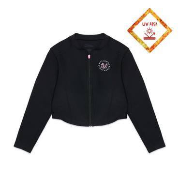 내셔널지오그래픽키즈 K252GRG410 여아 크롭 래쉬가드 집업 CARBONBLACK