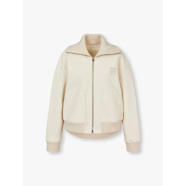 와이드 카라 로고 패치 집업 자켓_아이보리 7214320201