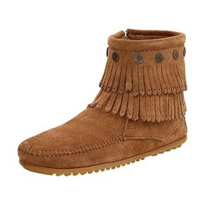 미국 미네통카 부츠 Minnetonka Taupe Double Fringe Side Zip Boot6in 1427058