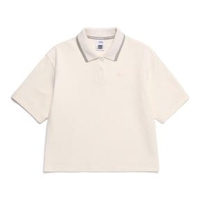 [여주점] N252WSW150 여성 피타 카라 세미오버핏 반팔 스웻 티셔츠 IVORY