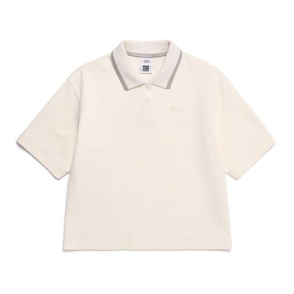 [여주점] N252WSW150 여성 피타 카라 세미오버핏 반팔 스웻 티셔츠 IVORY