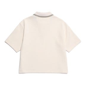 [여주점] N252WSW150 여성 피타 카라 세미오버핏 반팔 스웻 티셔츠 IVORY