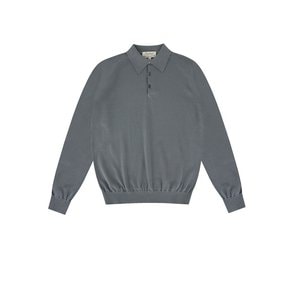 Essential Soft long sleeve polo knit (Stone Grey)