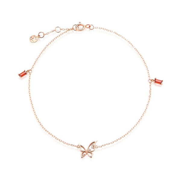 [비앤비골드] 14K 탄생석 가넷 나비 큐빅 발찌 SCA38267