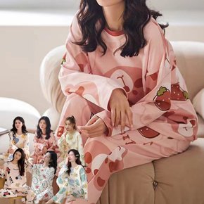 44부터 100까지 파자마파티 긴팔+긴바지 잠옷세트 빅사이즈 홈웨어