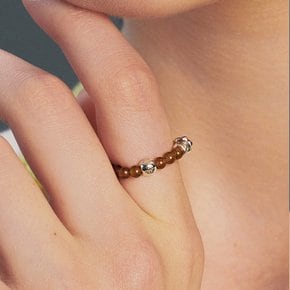 [~9/27 헤어핀 증정]antique cat’s-eye bead ring (brown/gray)