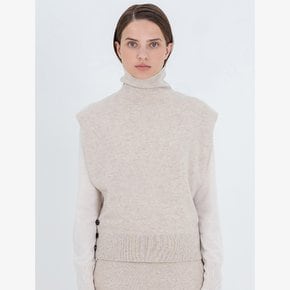 cashmere 100%  waist button vest - Oat