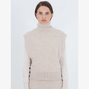 테라누고 cashmere 100%  waist button vest - Oat