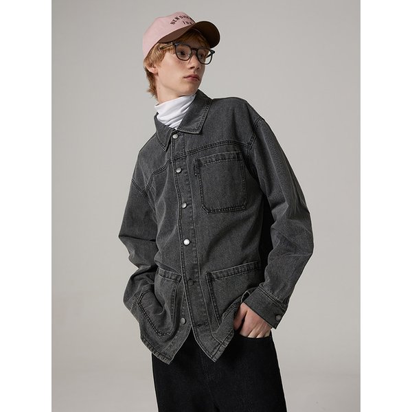 맨 빈티지 워시드 데님 워크 자켓 BOCDJ325M