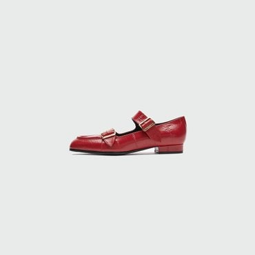 EENK ZOUBLE Double Buckle Leather Loafer - Red