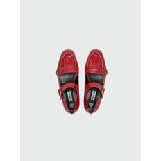 ZOUBLE Double Buckle Leather Loafer - Red