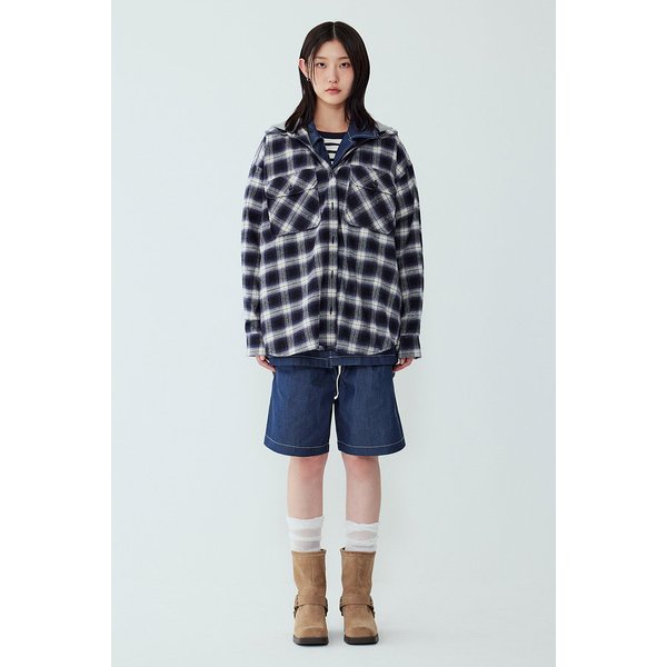 후드 체크 셔츠 9175421981058