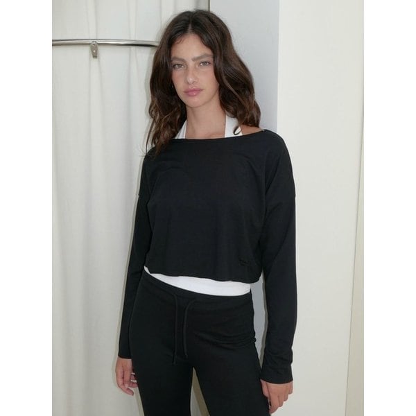 Boat Neck Long Sleeve Top 블랙