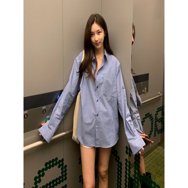 [정다나 PICK]1차 리오더  Over fit Stripe Shirt