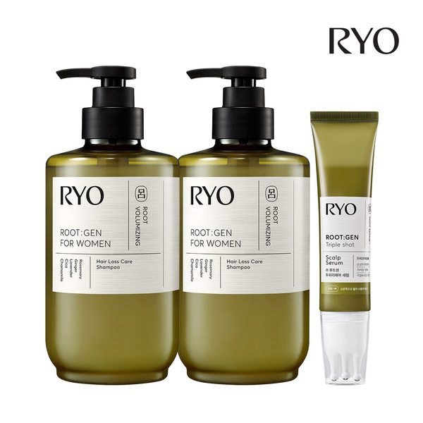 루트젠 탈모전문케어 샴푸 여성 X2 + 려 루트젠 트리플샷 투피 리페어 세럼