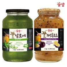  꽃샘 꿀 알로에차 1KG +꿀 패션후르츠차 1KG (과일청)