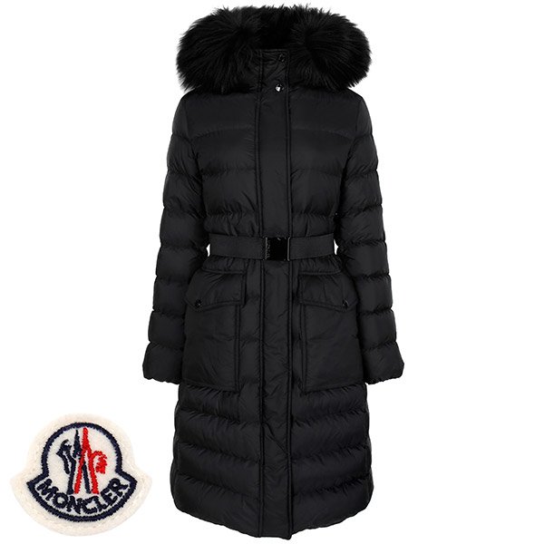 [부산점] 몽클레어 25FW 블랙 클로에쎄 후드 퍼 구스 롱 다운 자켓 KHIOESSE 1C00013 53A5E 999