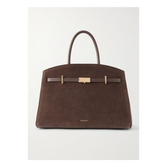 DEMELLIER 드멜리어 더 허드슨 미디 가죽 트리밍 스웨이드 토트 초콜릿 46376663162913565