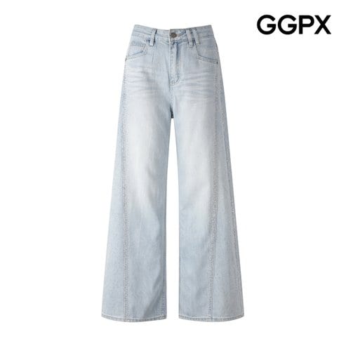 GGPX 사선 큐빅 와이드 데님 팬츠 (GP5PT031F)
